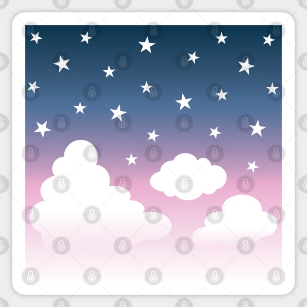 Clouds | Stars | Gradient | White Blue Pink Sticker by Wintre2